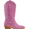 Flats Therapy Shoes | Majesty Cowboy Boot Pink Rhinestones