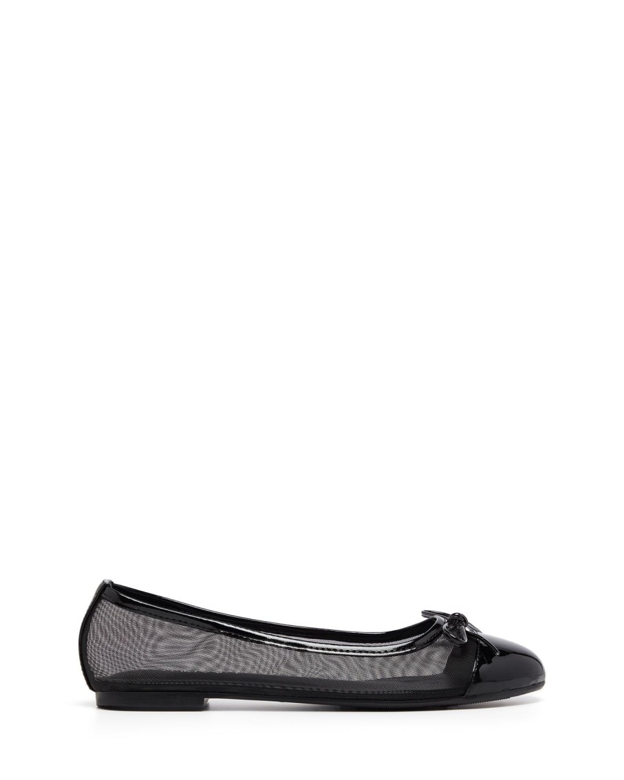 Balletcore Therapy Shoes | Ally Mesh Ballet Flat Black Patent