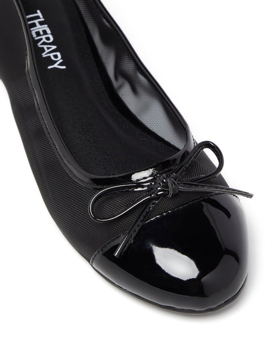 Balletcore Therapy Shoes | Ally Mesh Ballet Flat Black Patent