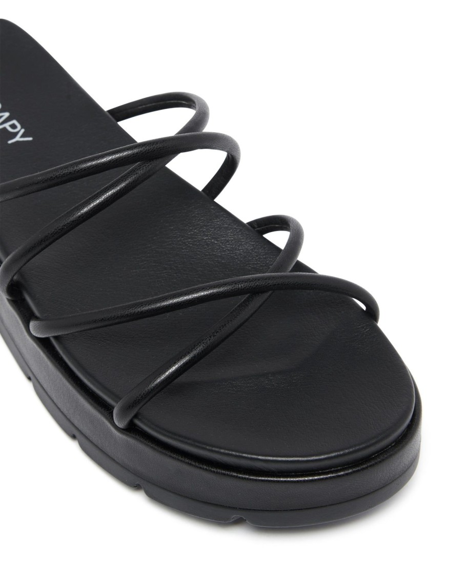 Flats Therapy Shoes | Lifft Sandal Black Smooth