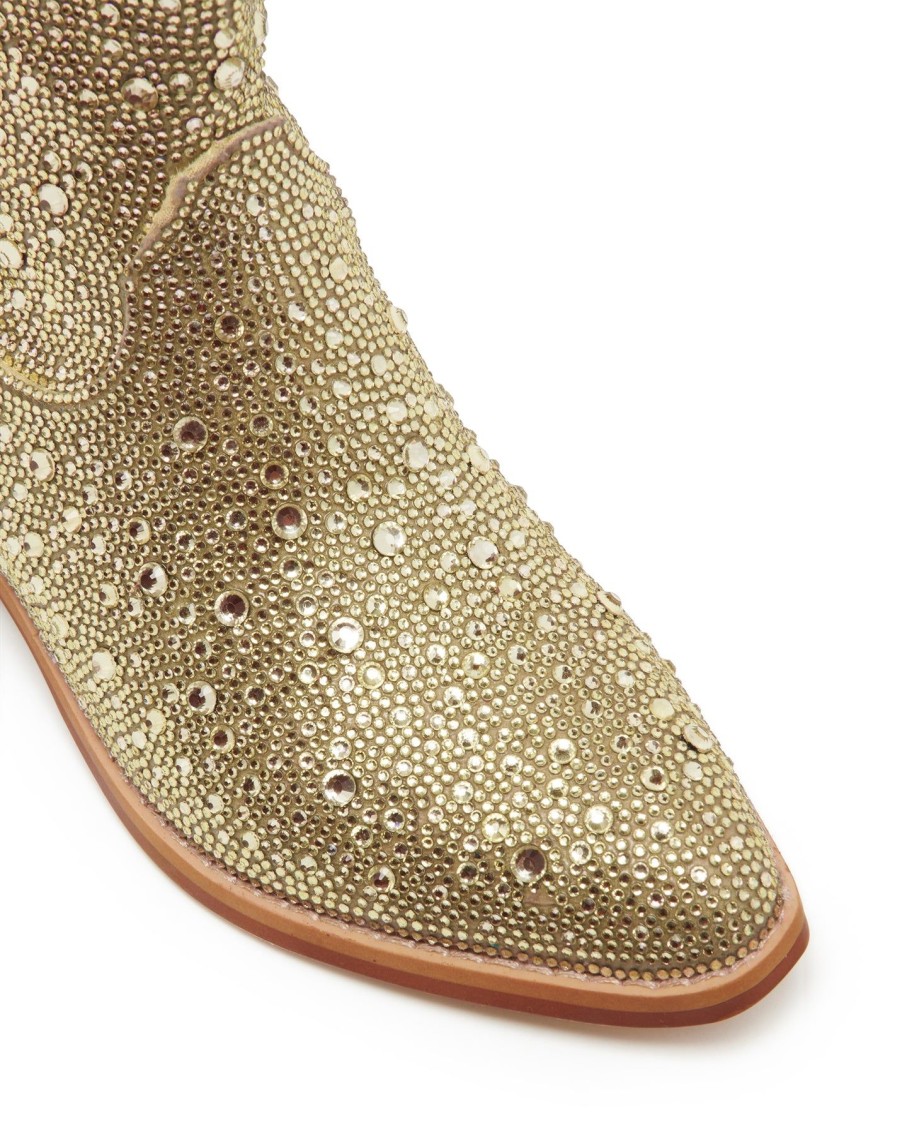 Flats Therapy Shoes | Majesty Cowboy Boot Gold Rhinestones