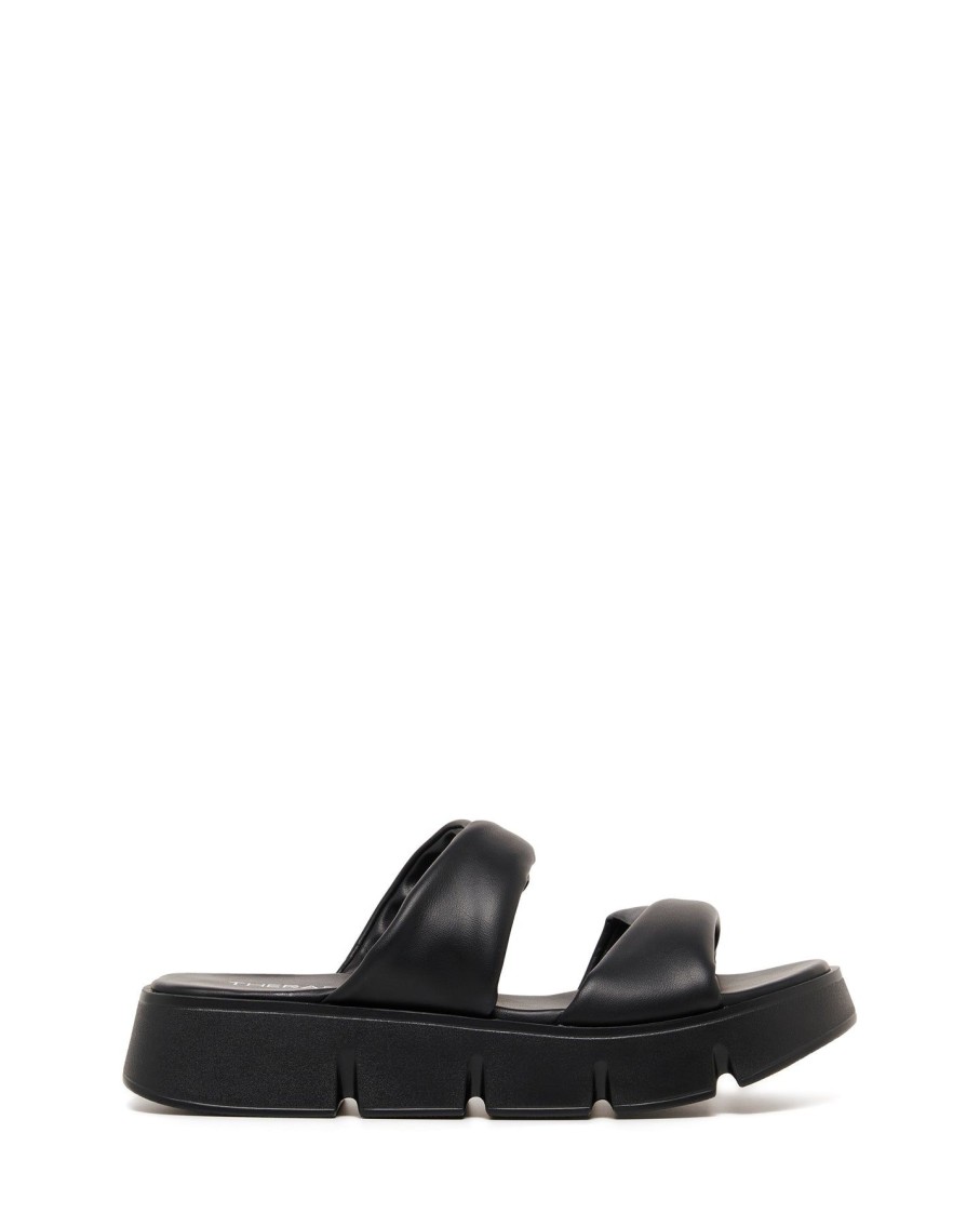 Sandals Therapy Shoes | Maxie Flatform Sandal Black Smooth