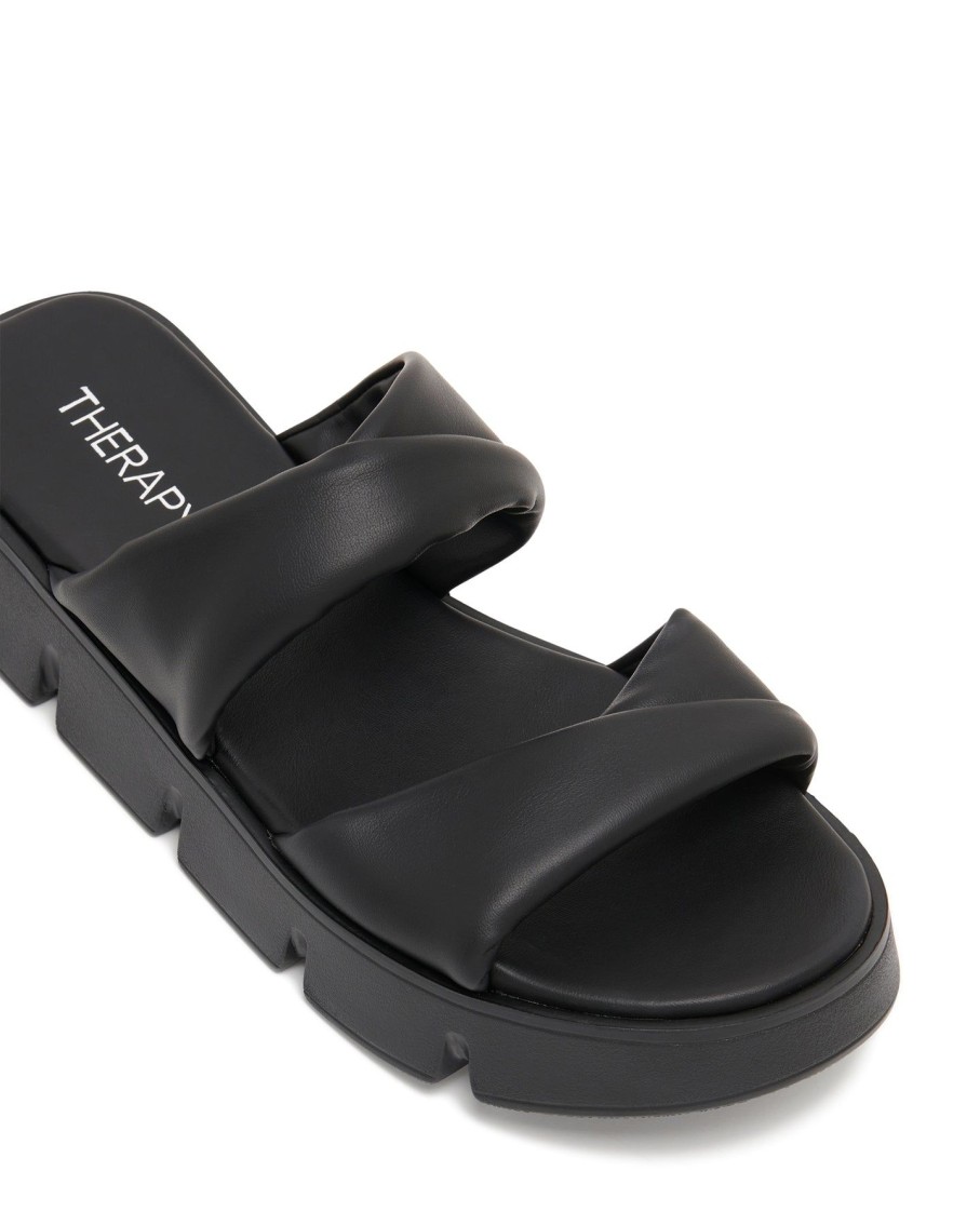 Sandals Therapy Shoes | Maxie Flatform Sandal Black Smooth