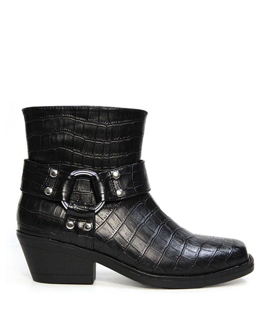 Flats Therapy Shoes | Velez Boot Black Croc