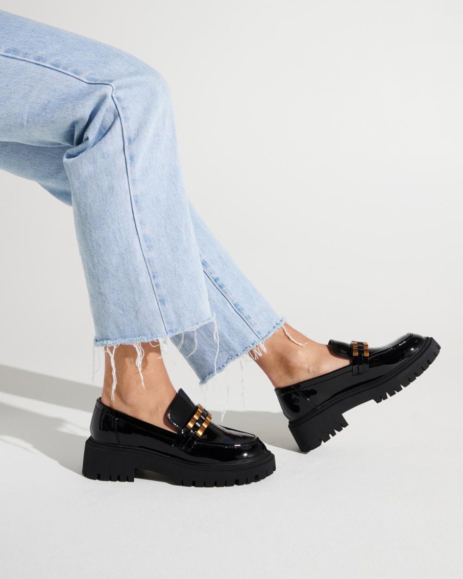 Flats Therapy Shoes | Exell Loafer Black Patent