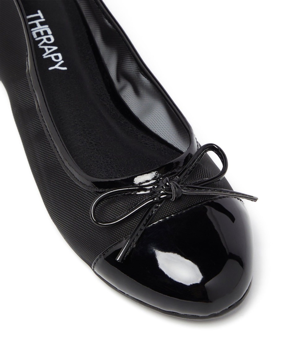 Flats Therapy Shoes | Ally Mesh Ballet Flat Black Patent