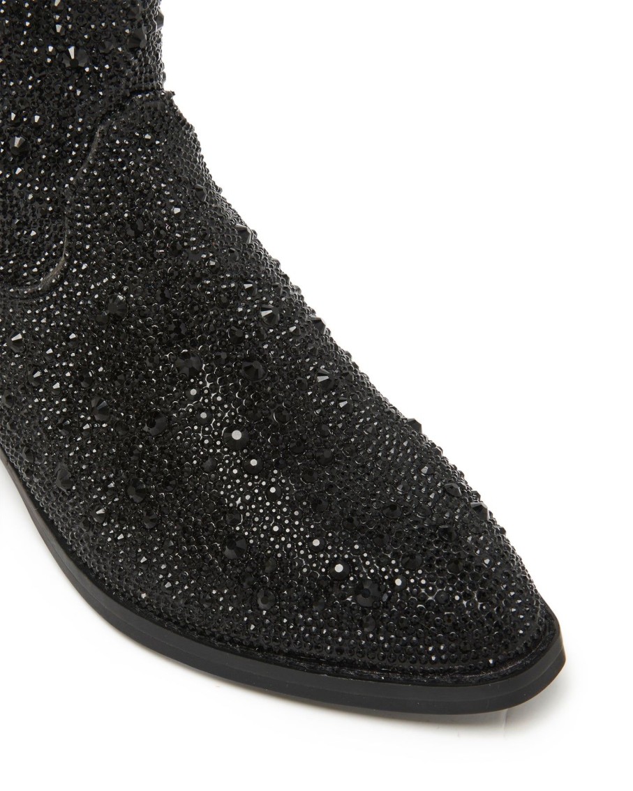 Flats Therapy Shoes | Majesty Cowboy Boot Black Rhinestones