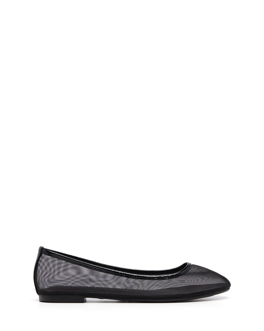 Flats Therapy Shoes | Arlo Mesh Ballet Flat Black Crinkle Patent