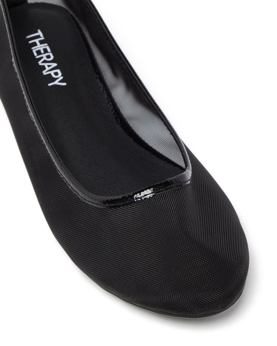 Flats Therapy Shoes | Arlo Mesh Ballet Flat Black Crinkle Patent