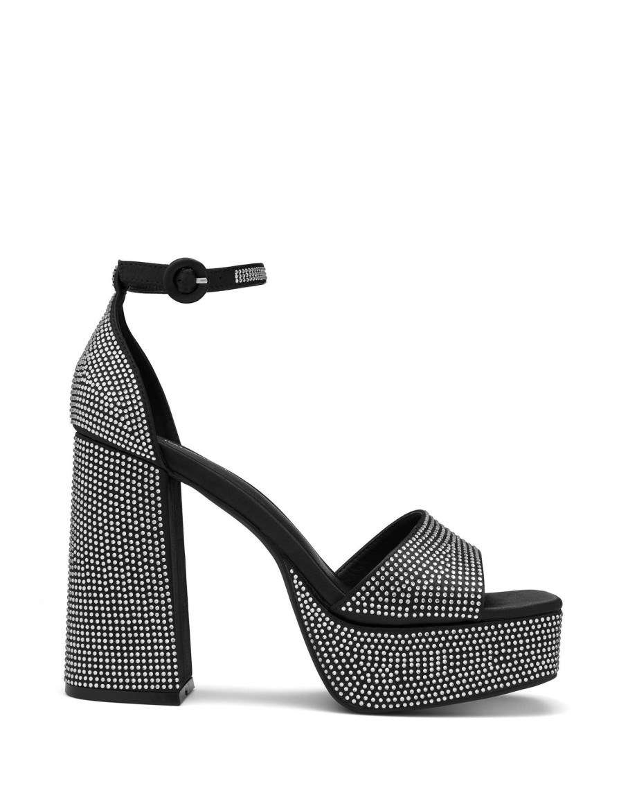 Heels Therapy Shoes | Moda Platform Heel Black Satin