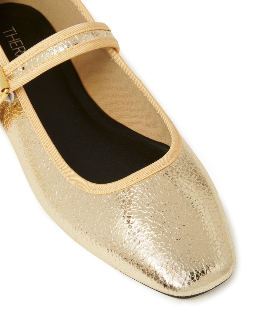 Flats Therapy Shoes | Faze Ballet Flat Gold Metallic