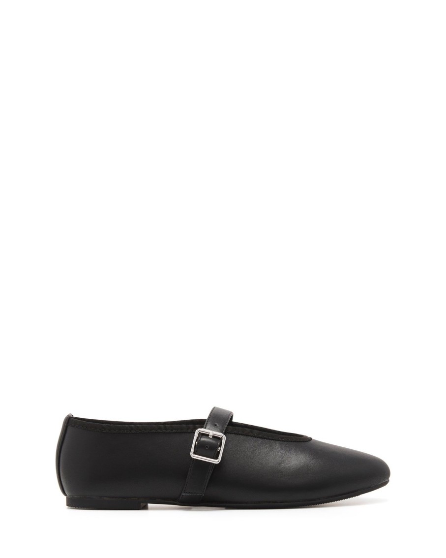 Balletcore Therapy Shoes | Amina Ballet Flat Black Smooth