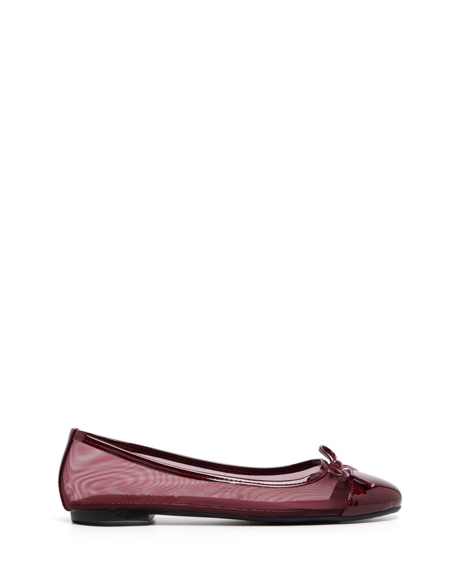 Flats Therapy Shoes | Ally Mesh Ballet Flat Cherry Patent