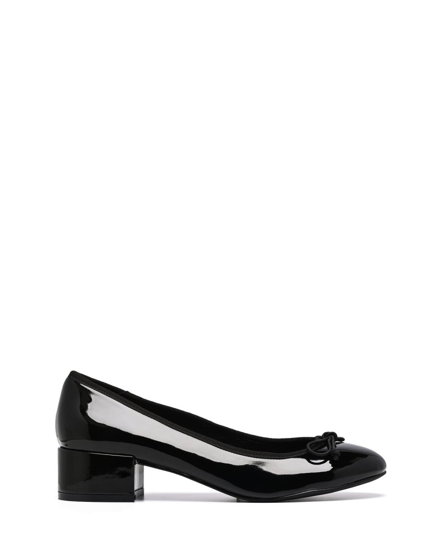 Flats Therapy Shoes | Diana Ballet Heel Black Patent