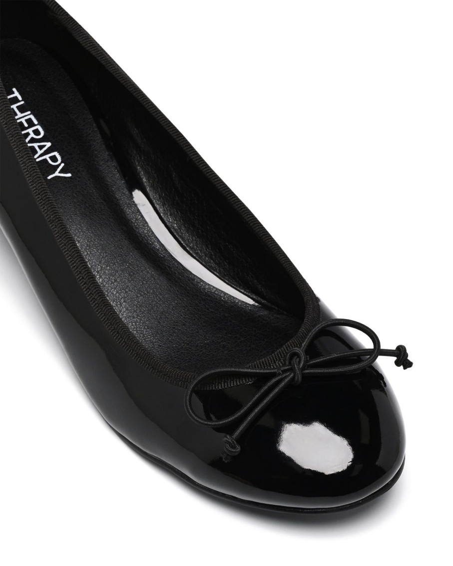 Flats Therapy Shoes | Diana Ballet Heel Black Patent