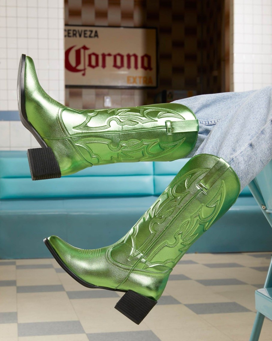 Boots Therapy Shoes | Ranger Cowboy Boot Metallic Lime