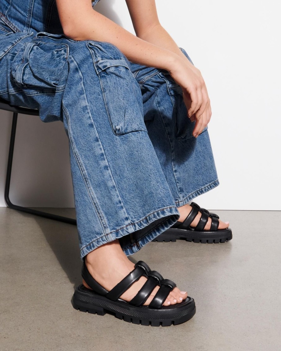 Flats Therapy Shoes | Rilee Sandal Black Smooth