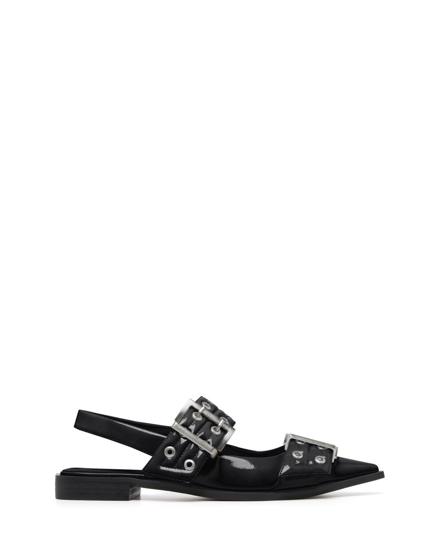 Flats Therapy Shoes | Matilda Pointed Flat Black Patent - Pre Order Available For Dispatch 15 March