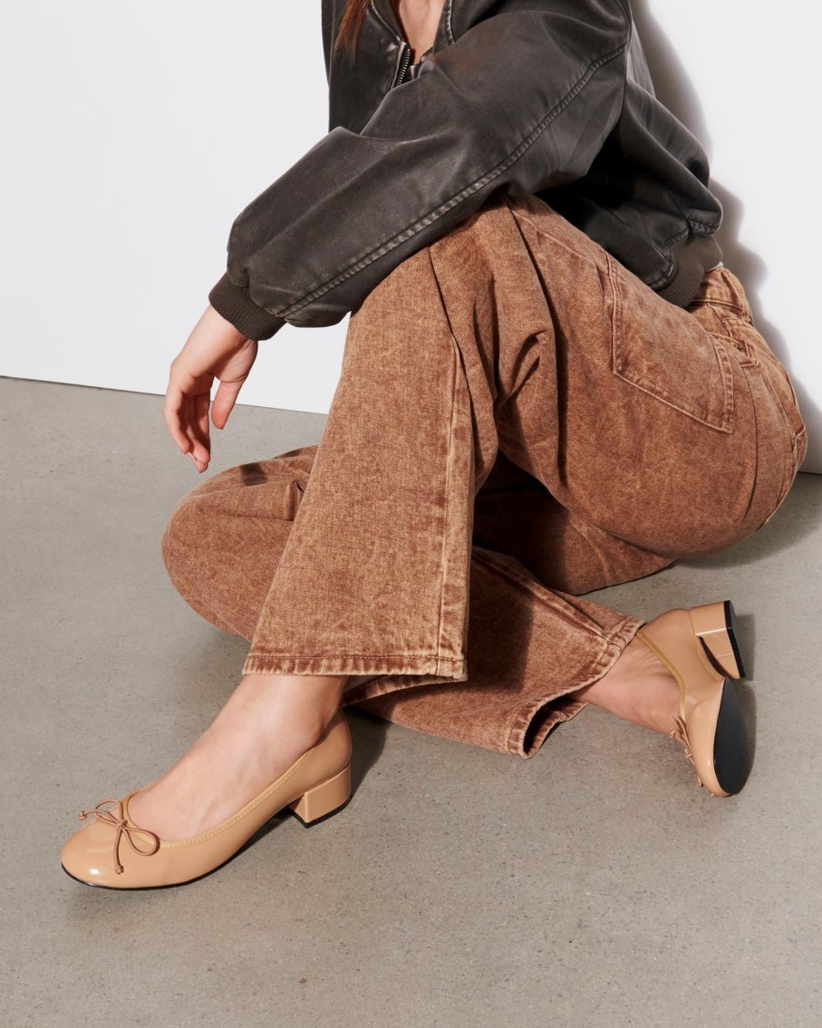 Flats Therapy Shoes | Diana Ballet Heel Caramel Patent