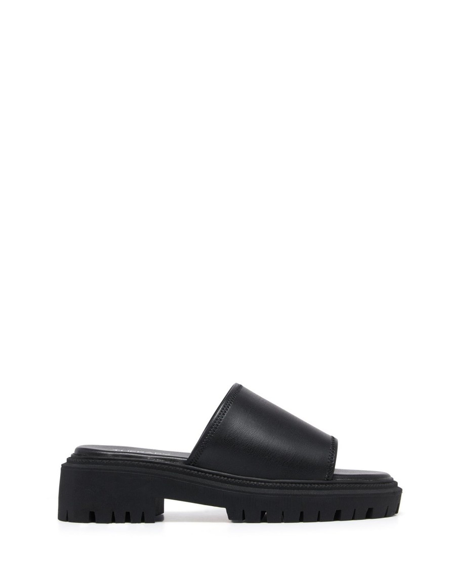 Flats Therapy Shoes | Exempt Sandal Black Stretch