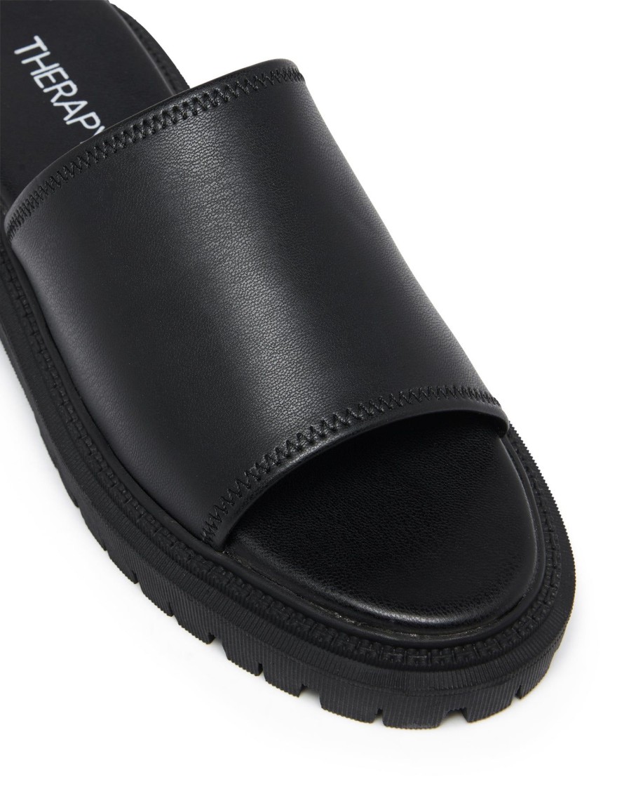 Flats Therapy Shoes | Exempt Sandal Black Stretch