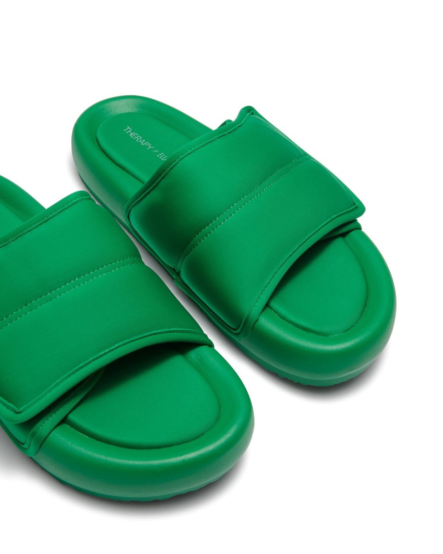 Flats Therapy Shoes | Zen Pool Slides Green