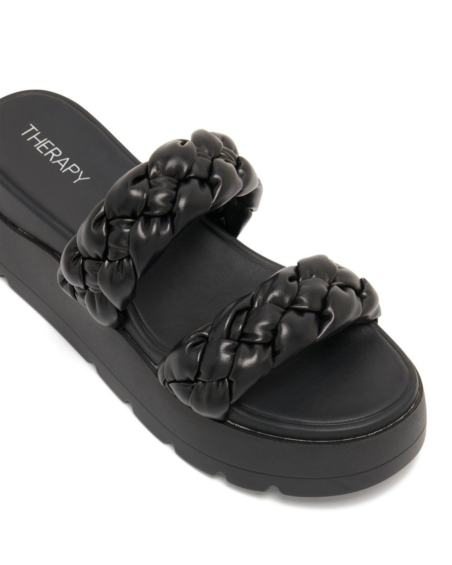 Sandals Therapy Shoes | Paradise Flatform Sandal Black Smooth