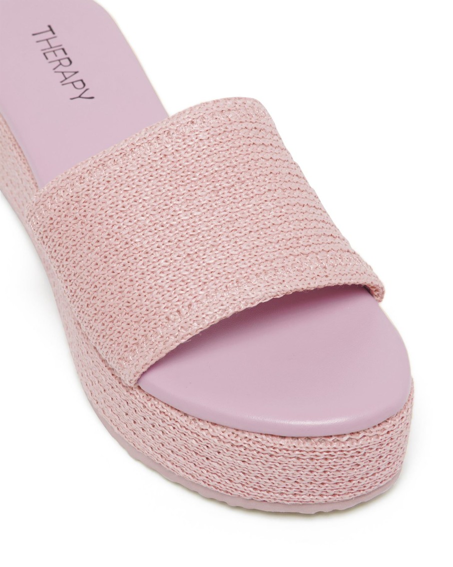 Sandals Therapy Shoes | Avery Flatform Sandal Pink Raffia