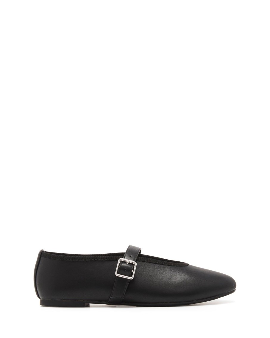 Flats Therapy Shoes | Amina Ballet Flat Black Smooth