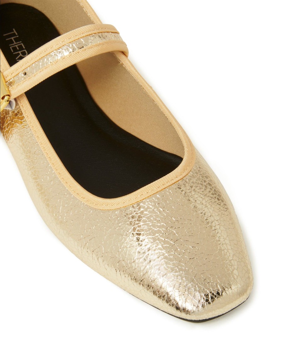 Balletcore Therapy Shoes | Faze Ballet Flat Gold Metallic