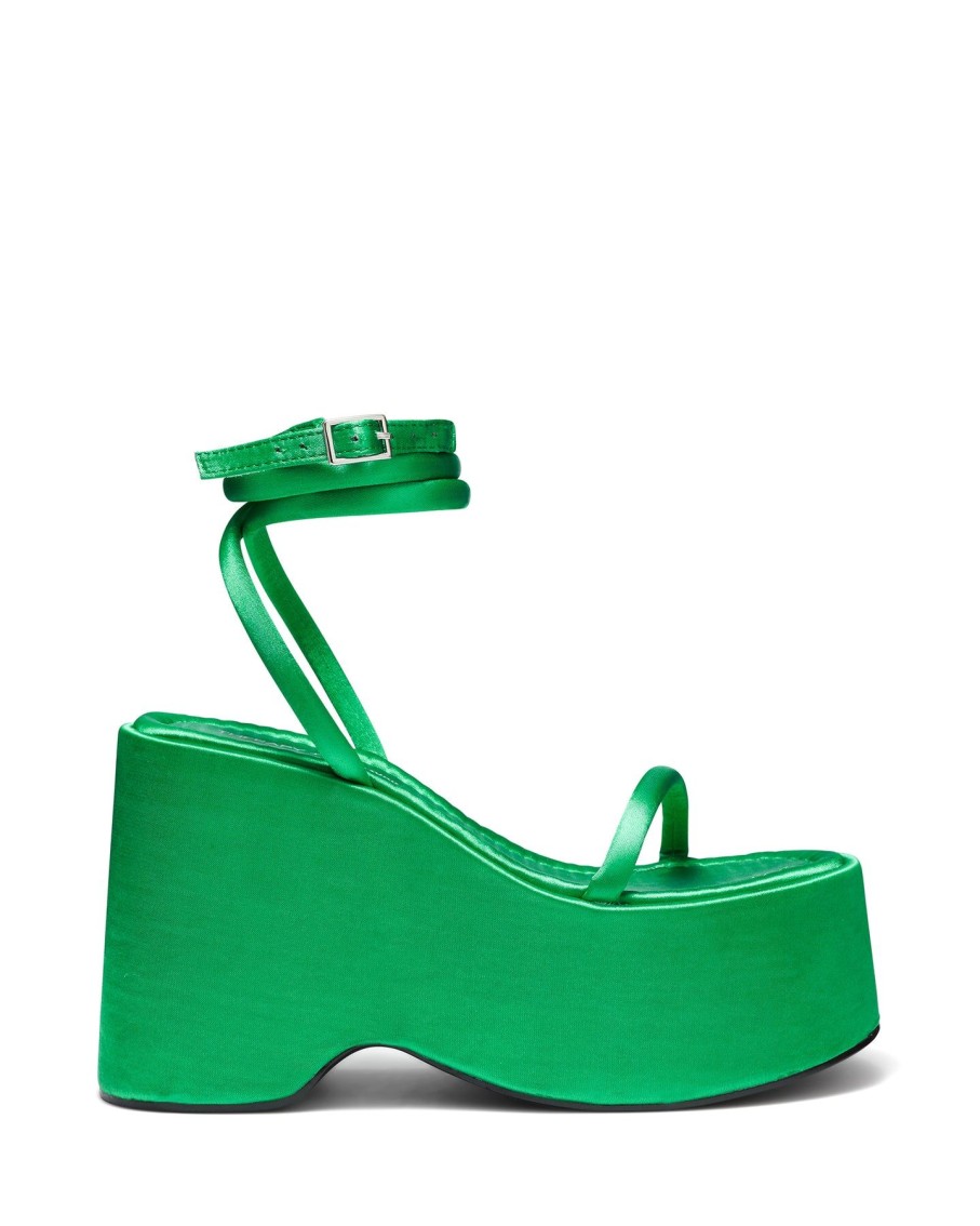 Heels Therapy Shoes | Elevate Platform Heel Green Satin