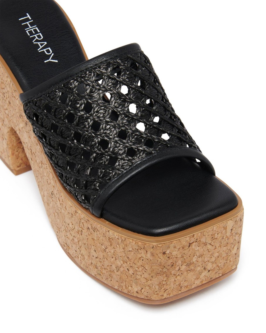 Heels Therapy Shoes | Delirium Platform Heel Black Raffia