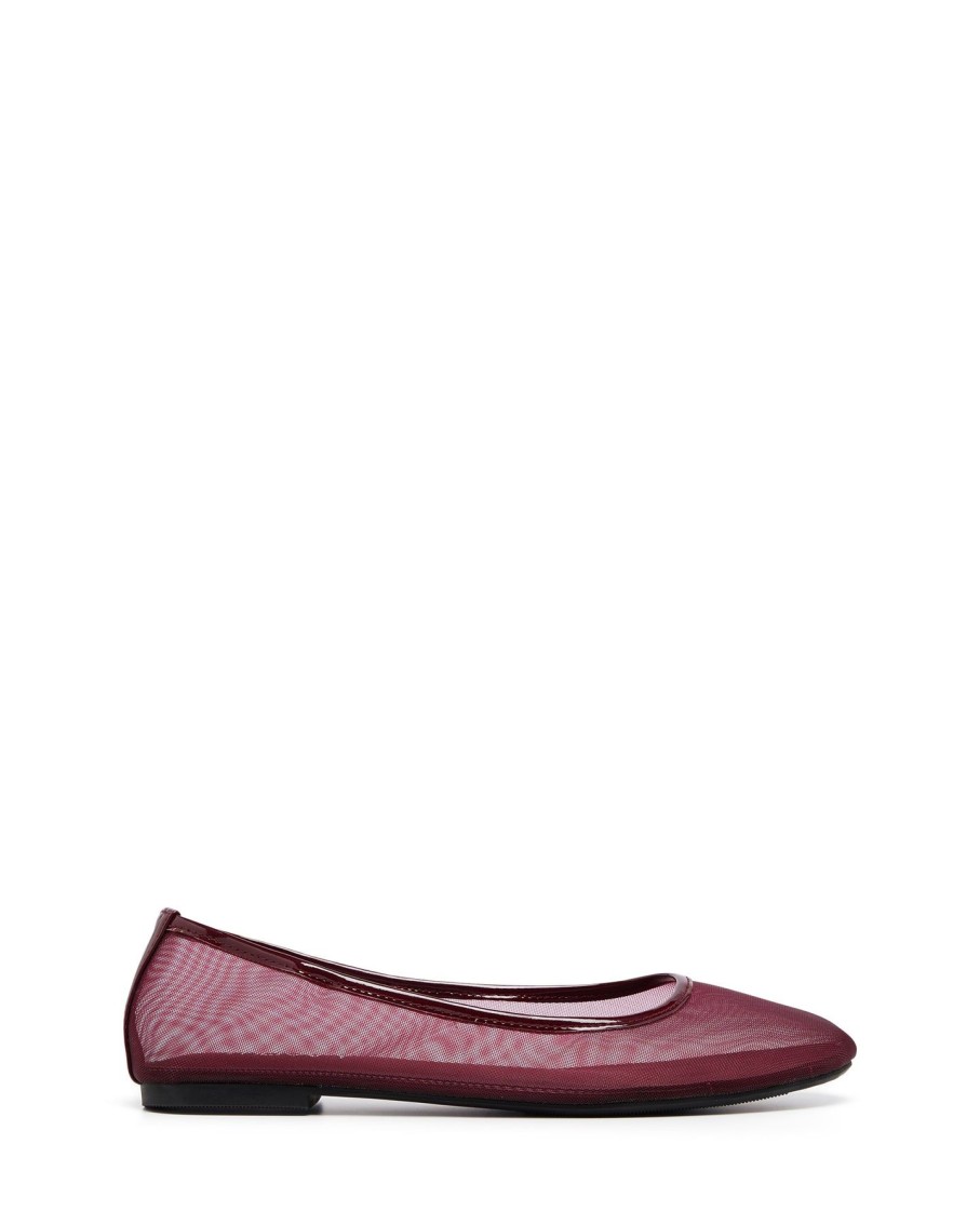 Balletcore Therapy Shoes | Arlo Mesh Ballet Flat Cherry Patent