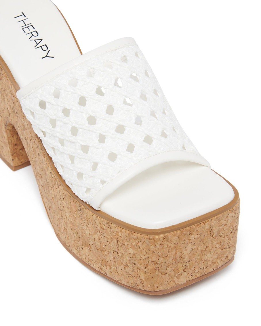 Heels Therapy Shoes | Delirium Platform Heel White Raffia